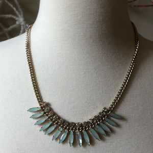 Aqua gem necklace gold chain